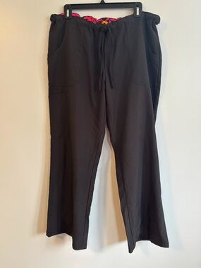 Divine Scrubs by JDM Black Pant Bottoms Drawstring Waist Straight Leg Pants XL